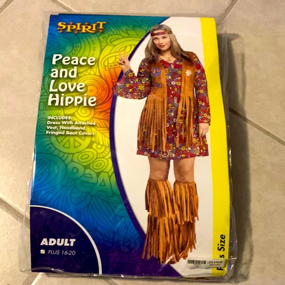 Plus size Peace and Love Hippie Halloween Costume size 16-20